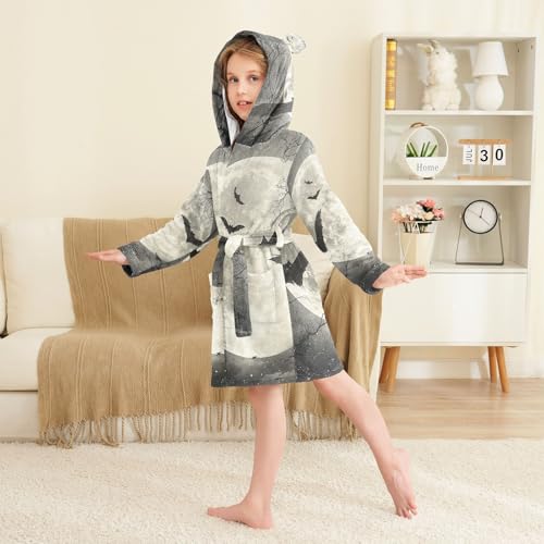 GuoChe Bat Moon Night Halloween Scene Kids Girl Robe Hooded Robe For Kids3