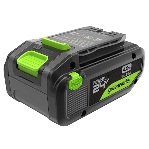 Greenworks 24V 4Ah High Power Battery with USB-C Port Li-Ion 24V 4.0 Ah Rechargeable Battery Suitable for all 200+ Greenworks 24V Devices 2-Year Warranty - PA400X