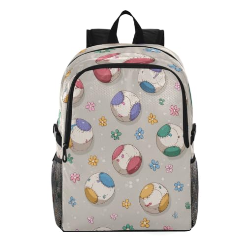 Sac à dos pliable baseball fleurs pour vos randonnées et voyages
