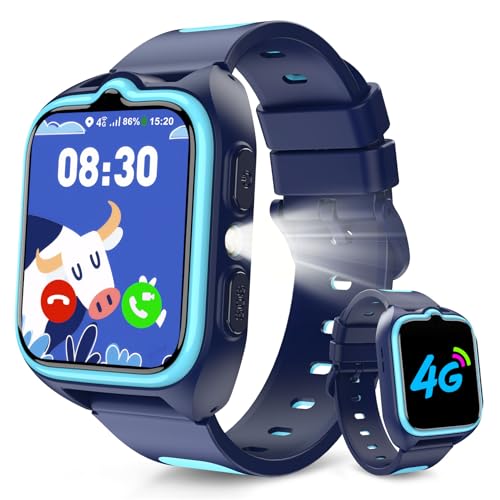Baolubao Reloj Inteligente Niño, 4G Smartwatch con Videollamadas, Chat de Voz, 1.75” Smart Watch con GPS Posición, Despertador, Podómetro, Calculadora, Regalo Educativo para Niño