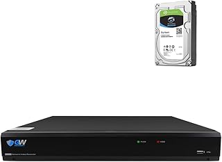 GW Security 16 Channel H.265 4K 2160p HDMI NVR Network Video Recorder, 16CH PoE Port - Compatible with 12MP/ 8MP /5MP 1080P Realtime ONVIF IP Camera (Pre-Installed 4TB HDD, 2X HDD Bay, up to 28TB)