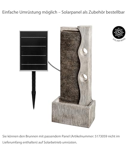 Dehner Gartenbrunnen Eclipse mit LED Beleuchtung, ca. 100 x 40 x 19.8 cm, Polyresin, grau
