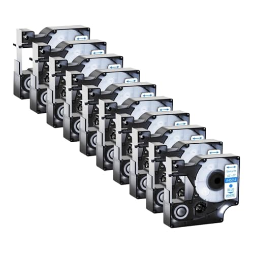 Rubans d'étiquettes D1 A45010 12mm bleu sur blanc compatibles pour imprimante étiquette 450D