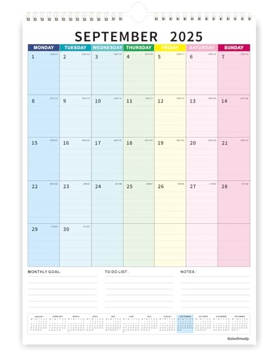 Calendar 2026 UK Colorful Family Calendar 2026 Wall Planner 16 Month from Sep. 2025 to Dec. 2026 with Large Blocks Daily Monthly Planning Academic Teacher Student Organized - Large 31 x 43 cm