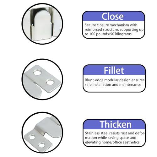 Image of 4 Pairs Stainless Steel Flush Mount Bracket Interlocking Headboard Hardware for Picture Hangers,Interlocking Heavy Duty Photo Frame Hook,Interlock Bracket Furniture Connector (Silver)