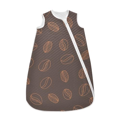 vvfelixl Coffee Bean Baby Sleeping Bag Sleep Sack,Baby Wearable Blanket Sleep Suit for 0-6 Months