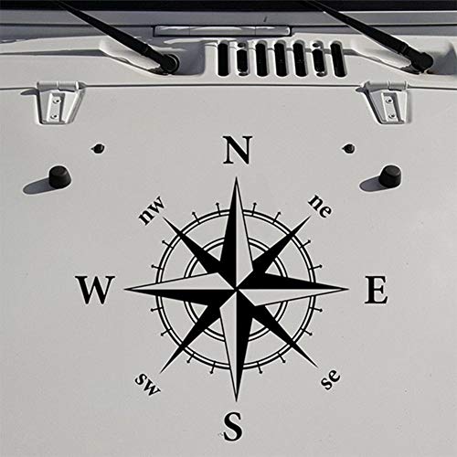 Vinilo Pegatina para Coches Rosa de los Vientos en Negro caravanas, Jeep,...