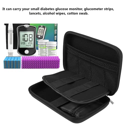 Diabetic Supplies Travel Organizer Hard Case Kit Bag For Test Strips, Lancets, Needles, Lancing Device, Glucose Meter, Alcohol Wipes, Syringes, Diabetic Supply Carrier Storage Container (Black) #TOP3