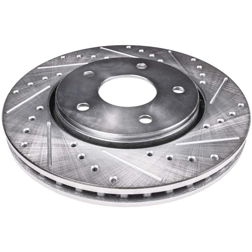 Image of Detroit Axle - Front Brake Rotors for 2004-2013 Mazda 3, 2009-2013 Mazda 3 Sport, Drilled & Slotted Brake Rotors 2010 2011 2012 Replacement: 10.94 inch inch Rotors