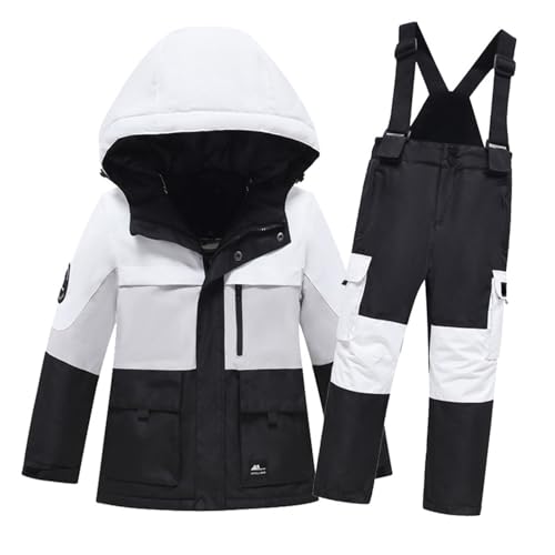 Boys Girls 2 Piece Snowsuit Ski Jacket Snow Bib Ski Pants Overalls Kids Windproof Thick Hooded Snow Coat2