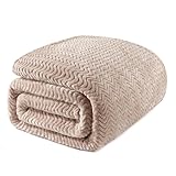 Exclusivo Mezcla Twin Blanket for Bed, Cozy Lightweight Fleece Blankets for All Season, Decorative and Giftable Fuzzy Plush Wave Textured Suitable for Women, Men, Camel, 90x66 Inches