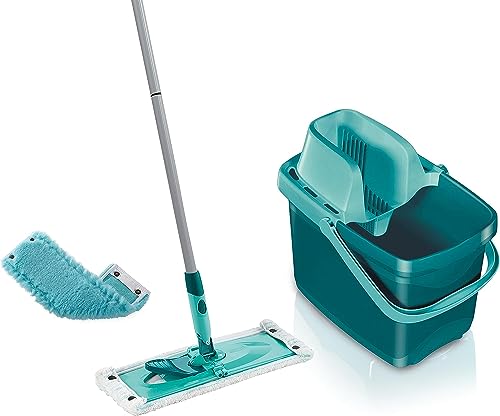 Leifheit Set Combi Clean M, seau et balai essoreur faciles d'utilisation avec housses micro duo & static plus, balai serpillière avec mécanisme d'essorage...