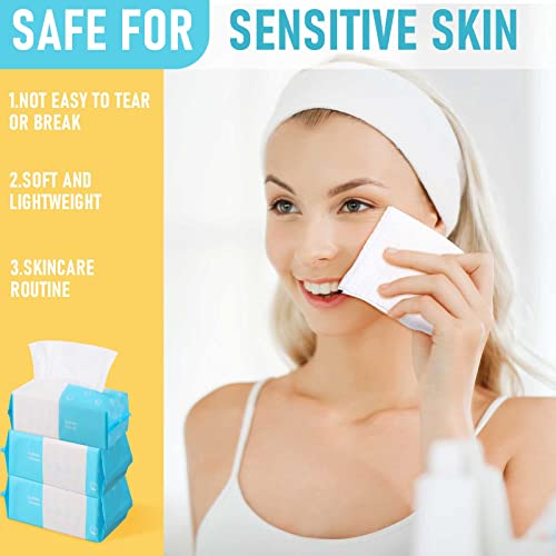 Image of Riakrum 12 Pack Disposable Towelettes Face Towel Bulk Cotton Face Tissues Soft Facial Tissue Dry Wet Use for Sensitive Skin Care Makeup Removing Surface Cleaning (1200 Counts)