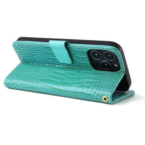 Étui iPhone 17 Pro Portefeuille Crocodile Blanc pour Sorties et Bureau