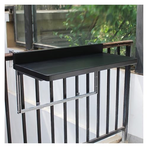 Mesa plegable de balcón para barandillas, mesa de barandilla de patio al aire libre, mesa auxiliar de jardín para terraza, elegante muebles de terraza y porche, perfecta para espacios pequeños