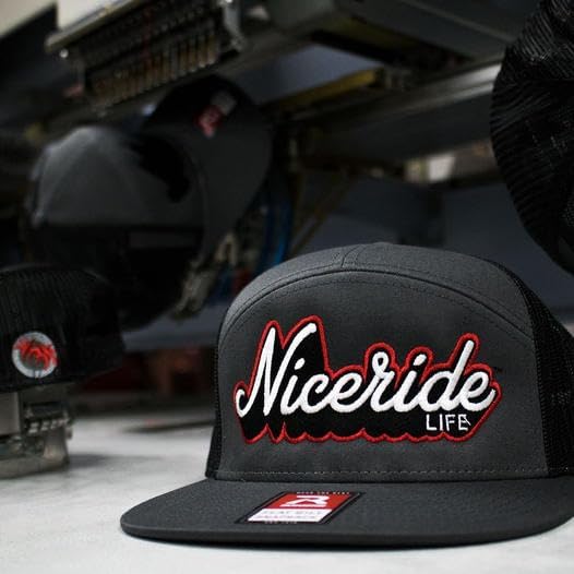 Snapback Half Pipe Grey 7 Panel Trucker Hat, Adjustable for Comfort and Fit, Lightweight and Breathable, Low Profile Design - Embroidered Logo - Image 6