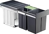Bio Trio Maxi Profiline Bio Trio Maxi mit Vollauszug mit Wechselsteg 40 Liter (20 + 2 x 10 Liter) Gestell silber, Eimer anthrazit mit Bio Cap