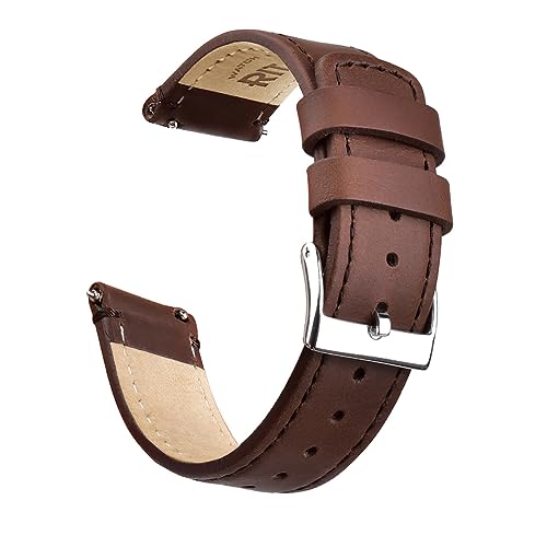 Ritche Leather Watch Strap with Quick Release Pins, 20mm Replacement Watch Band for Men and Women, Fits Smartwatches & Traditional Watches