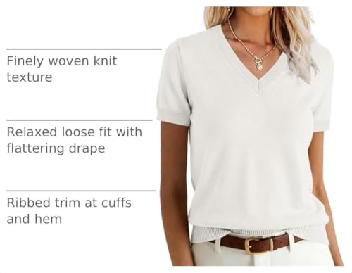 Image of ANRABESS Womens Short Sleeve Sweater Top Wool Blend Business Casual Outfits