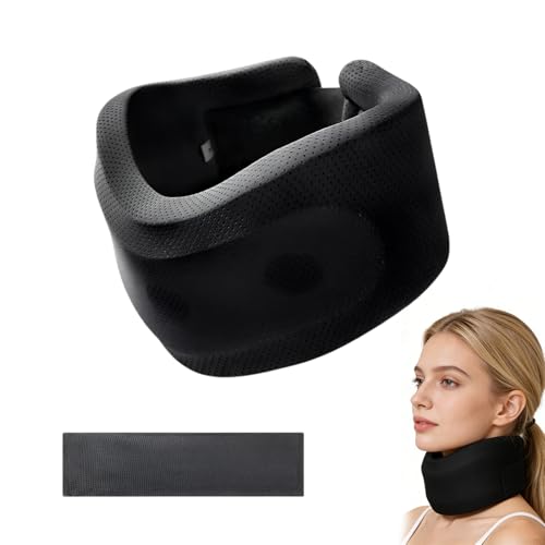 Lwezgi Nackenstütze Lindert Nackenschmerzen und Beruhigt die Halswirbelsäule Verstellbare Halskrause aus Schaumstoff Neck Support für Männer und Frauen Geeignet für Schlaf und Alltag (Schwarz M)