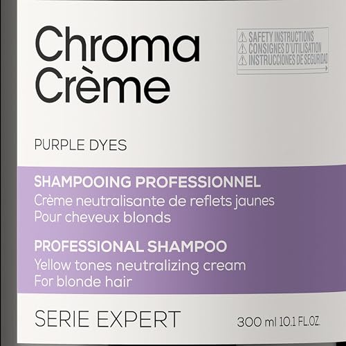 L'Oréal Professionnel Neutralising Shampoo against Yellow-tones, For Blonde to Platinum Blonde Hair, Serie Expert Chroma Crème, 300ml - Image 3