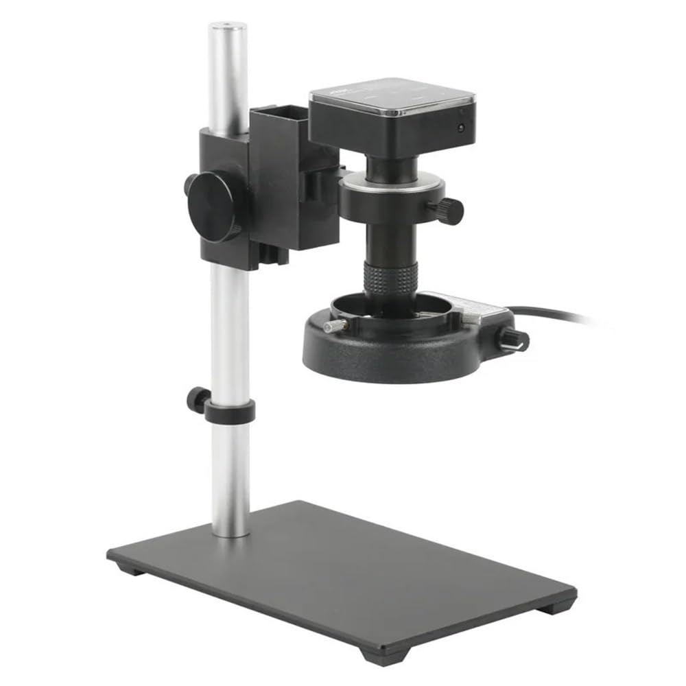 Microscope 48MP 4K Digital HDMI USB Microscope Camera Touch Panel 1-130X C-Mount Lens for Phone Repair Soldering, Holder Stand A
