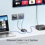 KiWiBiRD Rozdzielacz sieciowy na 2 złącza, splitter ethernet adapter 1000Mbps LAN RJ45 Network Internet Gigabit do Cat 8 7 6 5e 5 kompatybilny z Gaming PC Computer Laptop PS5 PS4 Xbox Router TV Stick