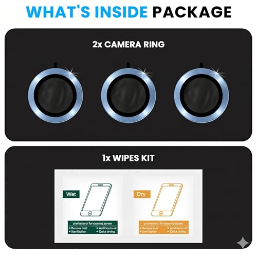 Image of ArmourPro Camera Lens Tempered Glass for Samsung Galaxy S25 Ultra (6.8 Inches) Tough HD Individual Aluminum Alloy Rings 9H Camera Cover, Scratch-Resistant,Camera Lens Protection| Blue, 1 Pack