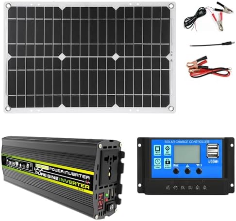 6000W Solar System Combo Kit – 12V Pure Sine Wave Inverter, 110V/220V Output, 30A Controller, 18W 12V Solar Panel for Home Power Generation & Off-Grid Solar Solutions