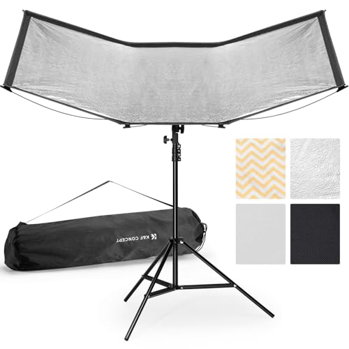K&F CONCEPT Gebogener Reflektor, schnell zu öffnender Clamshell Lichtreflektor mit Ständer & Tragetasche,48„x26“ U-Typ Fotografie Diffusor für...