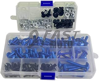 9FastMoto Full Motorcycle Fairings Bolt Screw Kits for 2001 2002 2003 Honda CBR600F4i 01 02 03 Aluminium Screws Fastener Clips (Blue & Silver) - coolthings.us