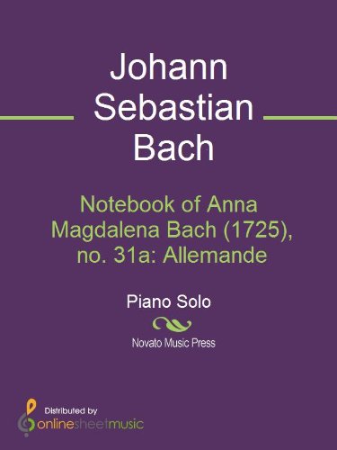 Minuet In G Major Bach - Pequeno Livro De Anna Magdalena Bach Para Piano 1725 - Edtion 20 Piezas Para