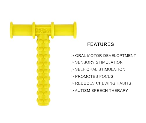 Image of Chewy Tube for Oral Sensory Therapy Yellow | Non-Toxic Biting & Chewing Tool for Autism, ADHD | Textured Teether for Children & Adults (Yellow chewy tube)