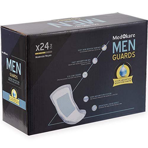 Medokare Incontinence Pads for Men - 24pack Discreet Maximum Absorbency Men Pads, Individually Wrapped Cup Bladder Control Pads, Hospital Grade Men Guards Urine Leakage Protection, Shields for Men