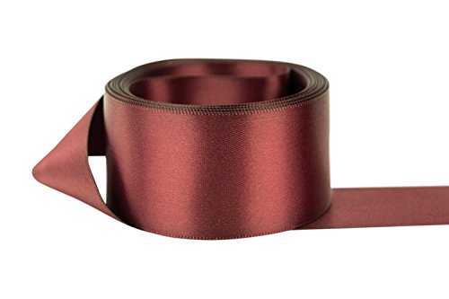 Image of Ribbon Bazaar Double Faced Satin - Premium Gloss Finish - 100% Polyester Ribbon for Gift Wrapping, Crafts, Scrapbooking, Hair Bow, Decorating & More - 5 /8 inch Burgundy 50yd Spool