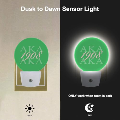 Image of EKOBLA AKA 1908 Night Light, Also Known As Abbreviation Hip Hop Style Pink Green White Night Lights Plug Into Wall with Dusk to Dawn Auto Sensor for Bathroom, Hallway, Kitchen