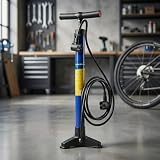 On Bike Niebieska Metalowa Rurowa Pompa Warsztatowa Z Uchwytem T, Trzema Stopami, Szybkim Napompowaniem Presta, Zaworami Schrader I Dunlop - Solidne I Profesjonalne
