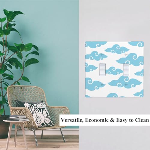 Pznen WP-DOUBLETOGGLE-DKD1158 Big Floating Clouds Toggle Light Switch Covers Bluish Cloud Scape Nature Space Blue 2-Gang Wall Plate For Living Room Nursery Boys Girls Bedroom Decor Home thumb #2
