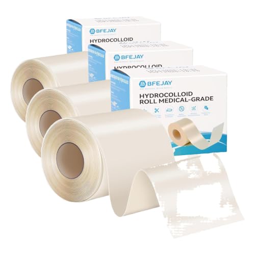 Image of Hydrocolloid Bandages for Wound Care, Medical-Grade Hydrocolloid Roll with Self-Adhesive, Ultra Absorbent, Flexible & Waterproof, Cut-to-Size First Aid Kit Essential (2in*4.8ft) (Pack of 3)