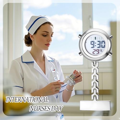 Image of Lancardo Pin on Electronic Watch: HD Digital Display Multi-Function Day Calendar Alarm Stopwatch for Nurses Doctors Hikers Chefs Climbers