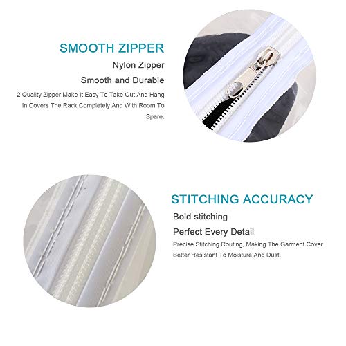 Ruibo Kleiderständer mit 2 robusten Reißverschlüssen, wasserdicht, staubdicht, transparent, Größe S: 119,9 x 50,8 x 152,4 cm