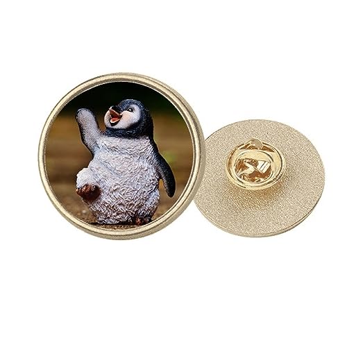 Broche pingouin mignon en métal doré, le bijou poétique de l'Antarctique