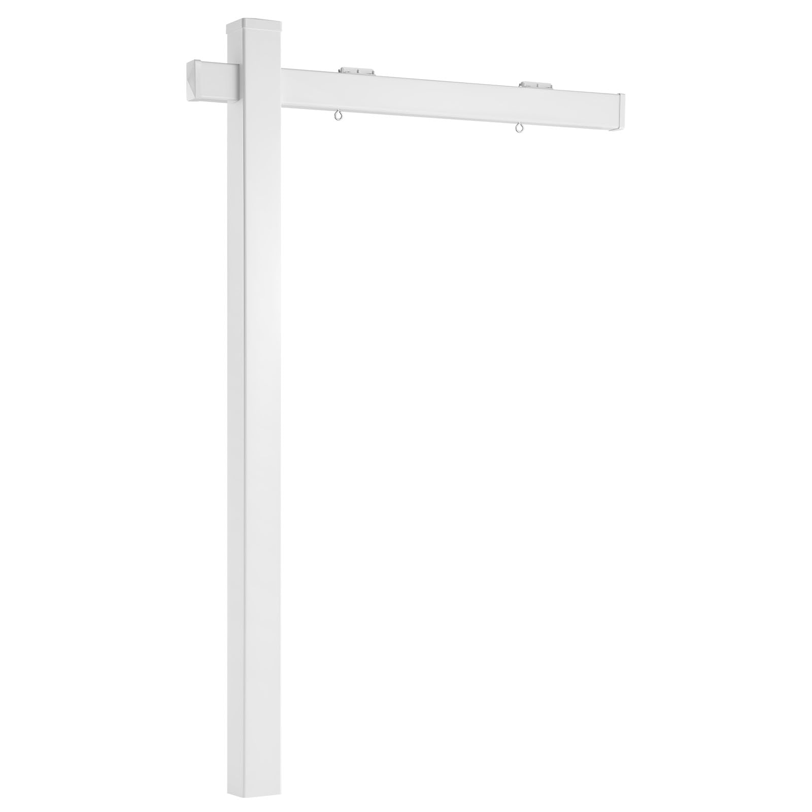 VEVOR Soporte de Carteles de Patio, Altura de 1845 mm, Poste de Letrero para Inmobiliario, Brazo de 1194 mm, con Estaca de Acero, Compatible con Carteles de hasta 915 mm, Para Venta y Alquiler, Blanco
