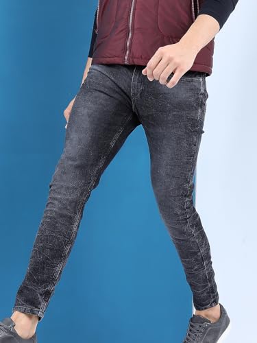 Image of Highlander Mens Tapered Fit Denim Jeans for Man |Jeans Pant Cropped Length|Mid-Rise|Stylish Casual Wear with Stretchable Fabric