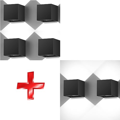 6 Pack Outdoor Wall Lights Up and Down Adjustable Modern Wall Sconce
