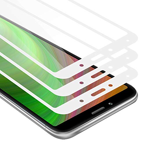 Cadorabo 3x Vidrio templado cobertura completa compatible con Xiaomi RedMi 7A en TRANSPARENTE con BLANCO - Paquete de 3 Vidrio protector de pantalla en dureza 9H con compatibilidad touch 3D