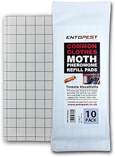 Entopest 10 Pack Pheromone Pads for Common Clothes Moth - Replacement Refill for Room & Wardrobe Hanger Control Traps (Tineola bisselliella)