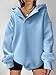 ANRABESS Womens Oversized Hoodies V Neck Sweatshirts Fleece Long Sleeve Pullover Y2K Clothes 2025 Fall Trendy Outfits Light Blue XL