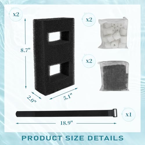 Image of 2 Set Aquarium Filter Media for Fluval SPEC, Betta, EVO and Flex Desktop Aquarium,Includes 2 Carbon Filter Refills, 2 Foam Filter, 2 Ceramic Rings & 1 Filter Cord