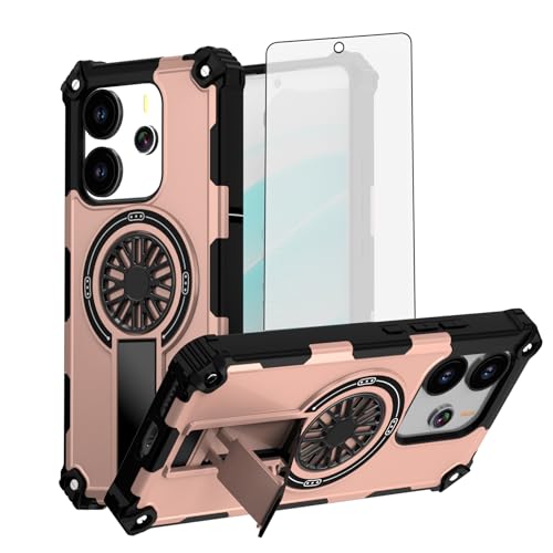 Coque Xiaomi Redmi Note 14 antichoc or rose avec protection écran
